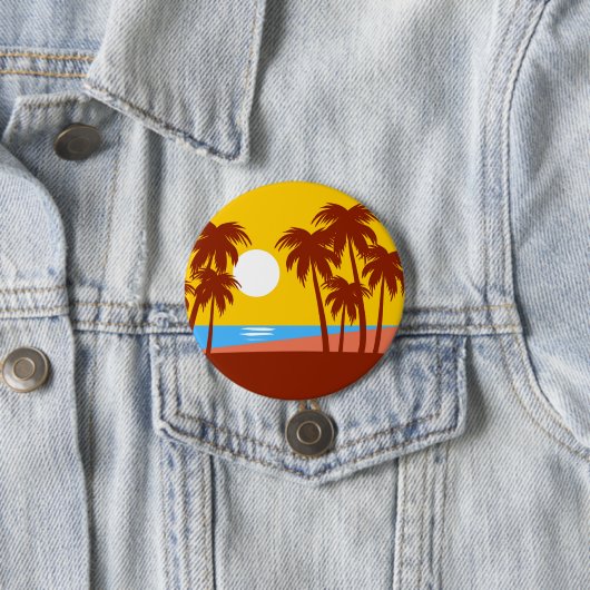 Sun-Strand-Insel-Palme-bunte Illustration Button (Beispiel)