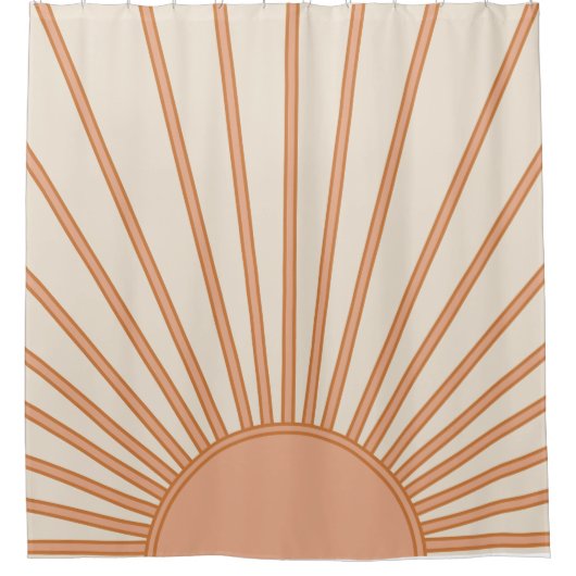 Sun Sunrise Earth Tones Terracotta Retro Sunshine Duschvorhang (Vorderseite)