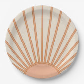 Sun Sunrise Earth Tones Terracotta Retro Sunshine Pappteller (Vorderseite)