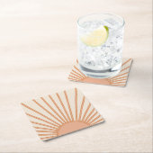 Sun Sunrise Earth Tones Terracotta Retro Sunshine Rechteckiger Pappuntersetzer (Vor Ort)