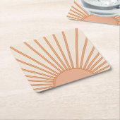 Sun Sunrise Earth Tones Terracotta Retro Sunshine Rechteckiger Pappuntersetzer (angewinkelt)