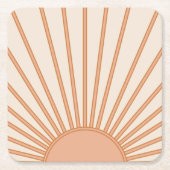 Sun Sunrise Earth Tones Terracotta Retro Sunshine Rechteckiger Pappuntersetzer (Vorderseite)