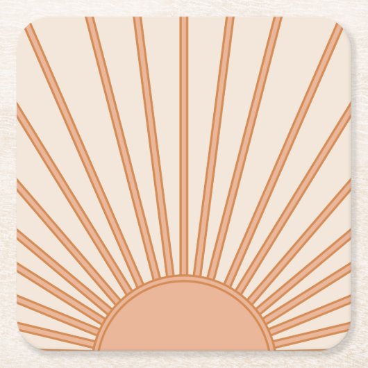 Sun Sunrise Earth Tones Terracotta Retro Sunshine Rechteckiger Pappuntersetzer (Vorderseite)