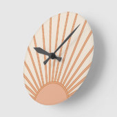 Sun Sunrise Earth Tones Terracotta Retro Sunshine Runde Wanduhr (Winkel)