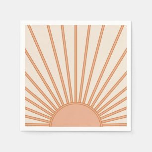Sun Sunrise Earth Tones Terracotta Retro Sunshine Serviette
