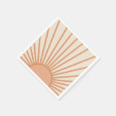 Sun Sunrise Earth Tones Terracotta Retro Sunshine Serviette (Ecke)