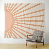 Sun Sunrise Earth Tones Terracotta Retro Sunshine Wandteppich (Beispiel (Horizontal))