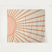 Sun Sunrise Earth Tones Terracotta Retro Sunshine Wandteppich (Vorderseite (Horizontal))