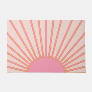 Sun Sunrise Pink Abstrakt Retro Sunshine Fußmatte