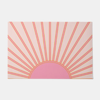 Sun Sunrise Pink Abstrakt Retro Sunshine Fußmatte
