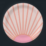 Sun Sunrise Pink Abstrakt Retro Sunshine Pappteller<br><div class="desc">Pink Sun Print - Sunshine,  Moderner Abstrakter geometrischer Sonnenaufgang.</div>