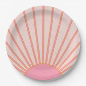 Sun Sunrise Pink Abstrakt Retro Sunshine Pappteller (Vorderseite)