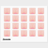 Sun Sunrise Pink Abstrakt Retro Sunshine Quadratischer Aufkleber (Blatt)