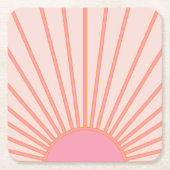 Sun Sunrise Pink Abstrakt Retro Sunshine Rechteckiger Pappuntersetzer (Vorderseite)