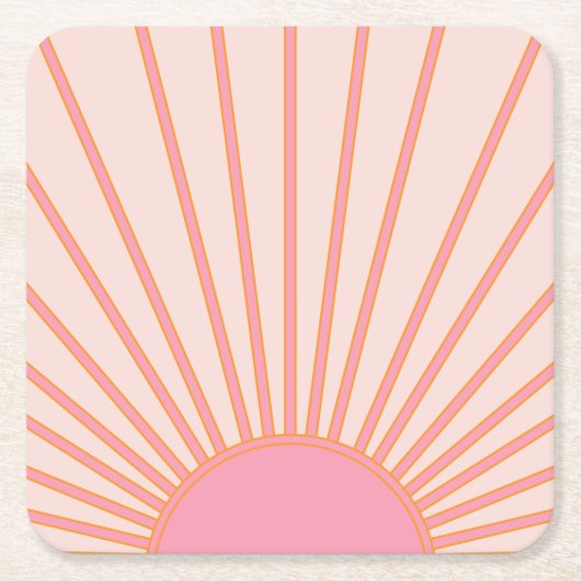 Sun Sunrise Pink Abstrakt Retro Sunshine Rechteckiger Pappuntersetzer (Vorderseite)