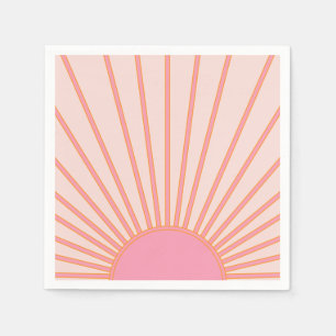 Sun Sunrise Pink Abstrakt Retro Sunshine Serviette
