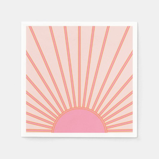 Sun Sunrise Pink Abstrakt Retro Sunshine Serviette (Vorderseite)