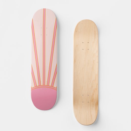 Sun Sunrise Pink Abstrakt Retro Sunshine Skateboard (Vorderseite)