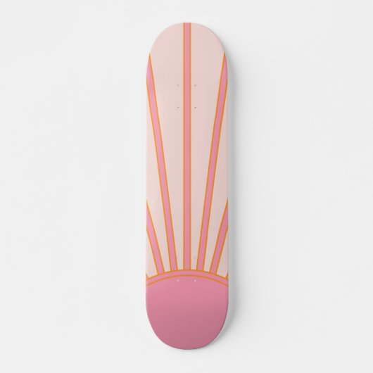 Sun Sunrise Pink Abstrakt Retro Sunshine Skateboard (Vorne)