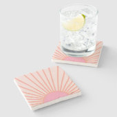 Sun Sunrise Pink Abstrakt Retro Sunshine Steinuntersetzer (Seitenansicht)