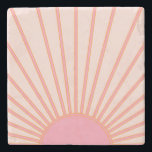 Sun Sunrise Pink Abstrakt Retro Sunshine Steinuntersetzer<br><div class="desc">Pink Sun Print - Sunshine,  Moderner Abstrakter geometrischer Sonnenaufgang.</div>