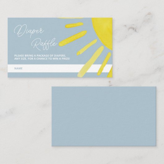 Sun Sunshine Baby Duwer Windel Raffle Begleitkarte (Vorne/Hinten)