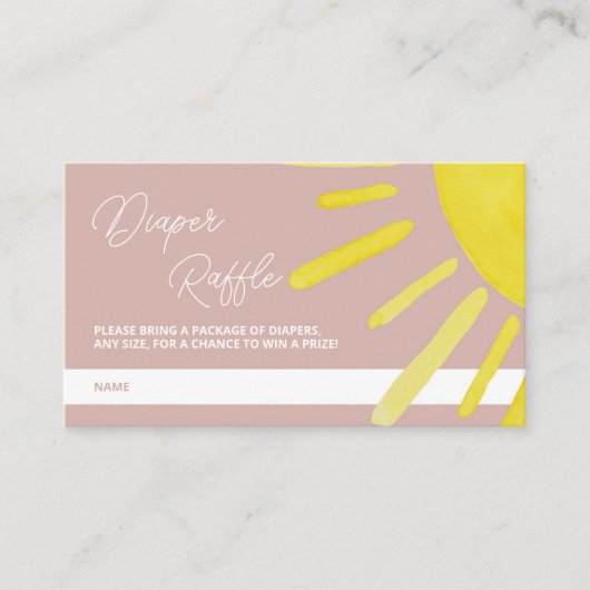 Sun Sunshine Baby Duwer Windel Raffle Begleitkarte (Vorderseite)