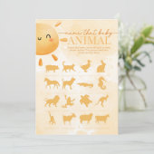 Sun Sunshine Name, Baby Animal Dusche Game Einladung (Stehend Vorderseite)