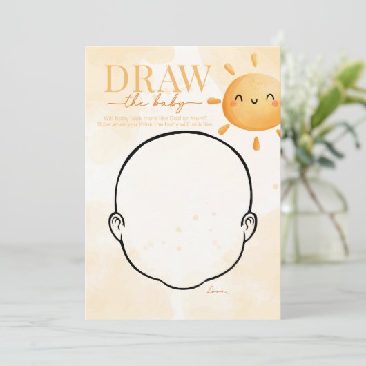 Sun Sunshine Zeichnete das Baby Shower Game Einladung (Stehend Vorderseite)
