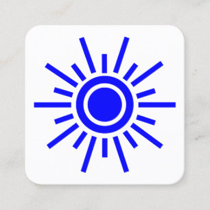 Sun Symbol 01 - Blau auf Weiß Quadratische Visitenkarte