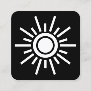 Sun Symbol 01 - Weiß auf Schwarz Quadratische Visitenkarte