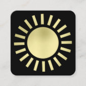 Sun Symbol 02 - Gold auf schwarz Quadratische Visitenkarte (Vorderseite)