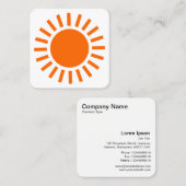 Sun Symbol 02 - Orange auf Weiß Quadratische Visitenkarte (Vorne/Hinten)