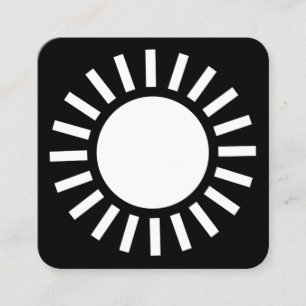 Sun Symbol 02 - Weiß auf Schwarz Quadratische Visitenkarte