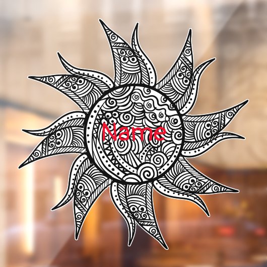 Sun Tattoo Thunder_Cove im Henna-Stil Fensteraufkleber (Blatt 2)