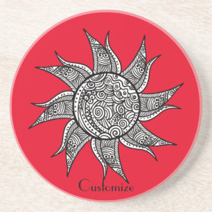Sun Tattoo Thunder_Cove im Henna-Stil Getränkeuntersetzer