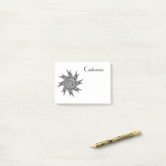Sun Tattoo Thunder_Cove im Henna-Stil Post-it Klebezettel (Auf Schreibtisch)