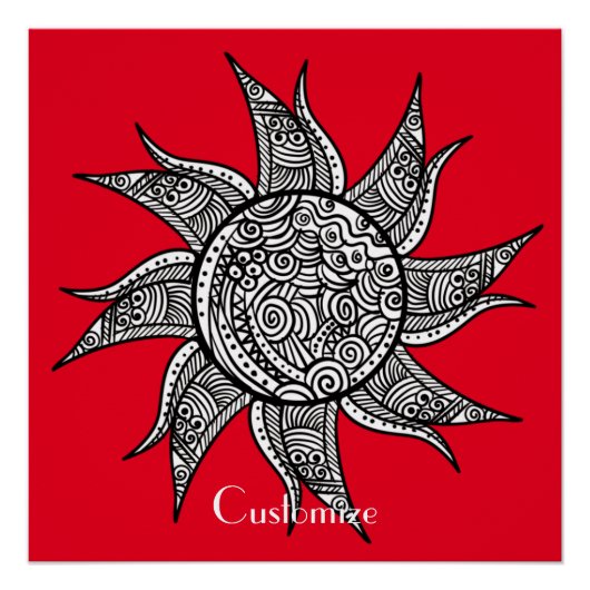 Sun Tattoo Thunder_Cove im Henna-Stil Poster (Vorderseite)