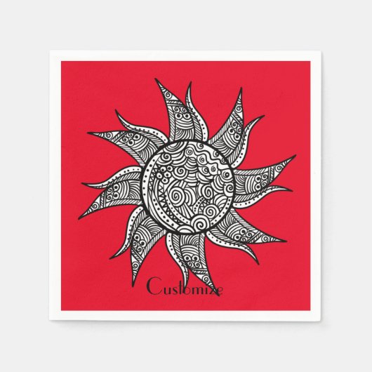 Sun Tattoo Thunder_Cove im Henna-Stil Serviette (Vorderseite)