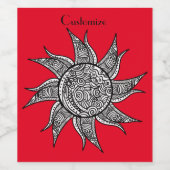 Sun Tattoo Thunder_Cove im Henna-Stil Weinetikett (Einzelnes Label)