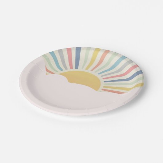 Sun Theme, Rainbow Party, Sonnenschein,  Pappteller (Schrägansicht)