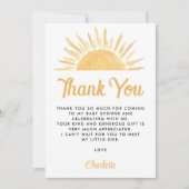 Sun Themed Baby Dusche Vielen Dank Dankeskarte (Vorderseite)