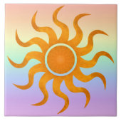 Sun Tile | Pastel Rainbow Large Sun Decorative Fliese (Vorderseite)