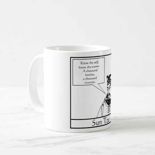 Sun Tzu und Zitat Kaffeetasse (Vorderseite Links)