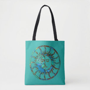 Sun u. Mond - blaues Grün + Ihr backgr. Tasche