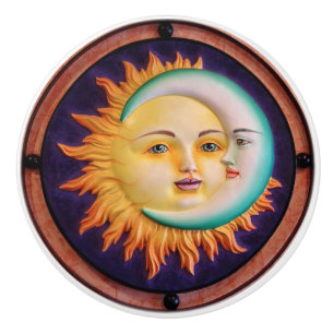 Sun- u. Mond-Gesichts-Tür-oder Fach-Züge Keramikknauf