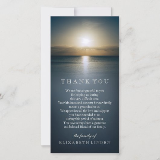 Sun über dem Beileid des Ozean-| danken Ihnen Dankeskarte (Vorderseite)