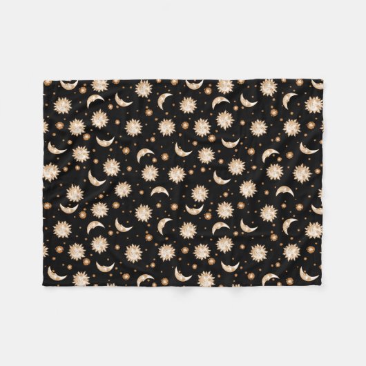 Sun und Mond auf Schwarzem Fleecedecke (Vorderseite (Horizontal))