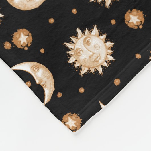Sun und Mond auf Schwarzem Fleecedecke (Ecke)