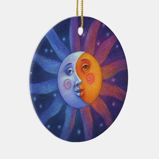 Sun und Mond-Eklipse-perfekte Ausrichtung Keramikornament (Rechts)